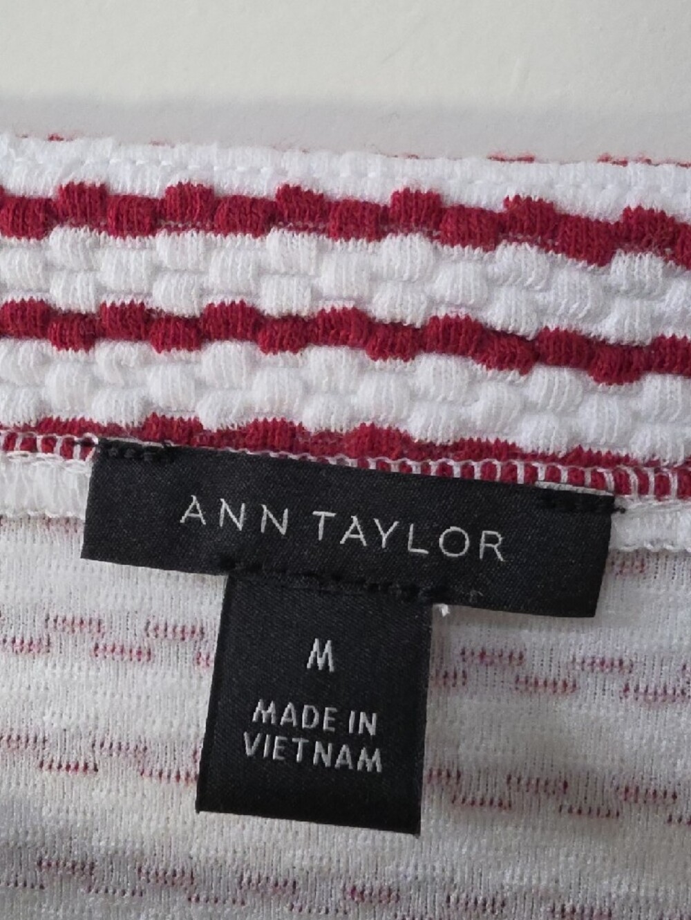 Ann Taylor White & Red Striped Crewneck Sweater with Gold Buttons - Medium - Picture 2 of 8